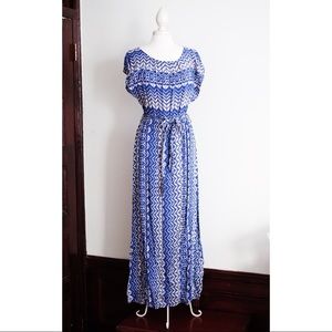 ModCloth “Miracle Max”  Blue Print Maxi Dres